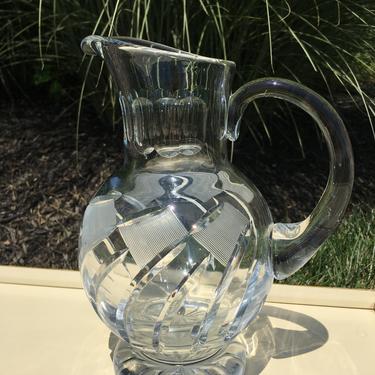 Vintage Etched Water Pitcher