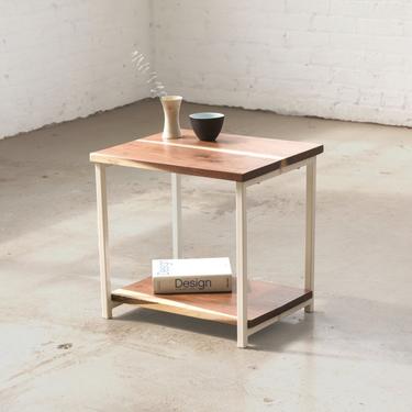 The Watson End Table - Walnut with White Powder Coated Steel - Walnut, Ash, Maple Solid Wood.. Side Table 