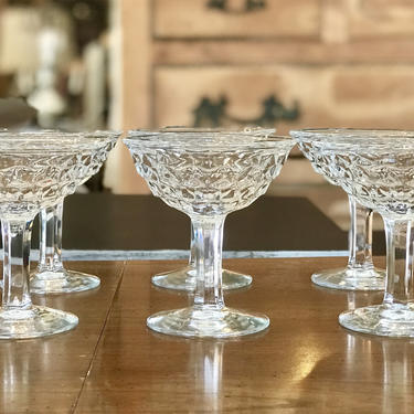 Waffle Pattern Crystal Champagne Coupes - Set of 6 