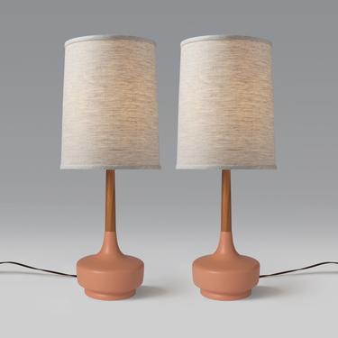 Mid-Century Table Lamp &quot;Brooke&quot; - Desert Rose #1 — Pair 