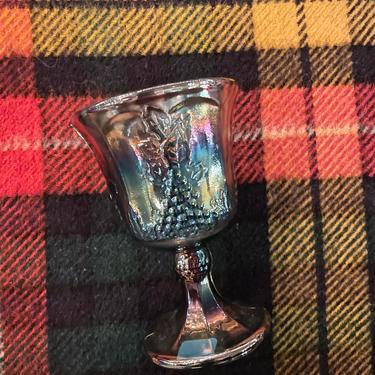 Reserved: Set of 4- Vintage Indiana Glass Cocktail Goblet Wine Water Glasses; Autumn Harvest Carnival Glass, MCM Barware 
