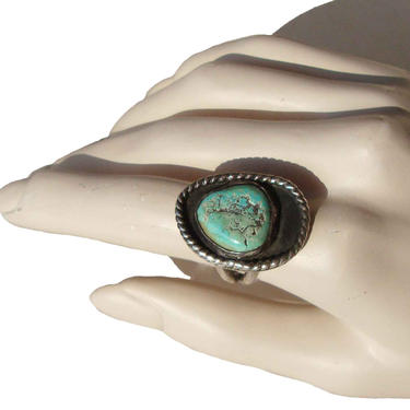 Vintage Sterling Turquoise Ring Old Pawn Southwestern Indian Sz 9.5 