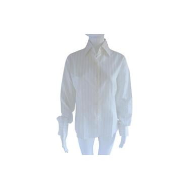 Domenico Vacca White Striped Cotton Dress Shirt Button-down Top 
