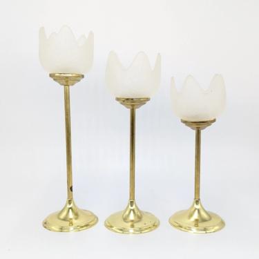 Gold Tulip Tea Light Candle Holder Set 