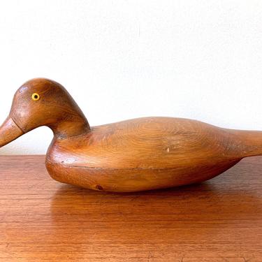 Handmade Duck Decoy - Vintage Hand Carved + Painted Duck Decoy - Solid Wood Duck Sculpture - Wood Duck Statue 