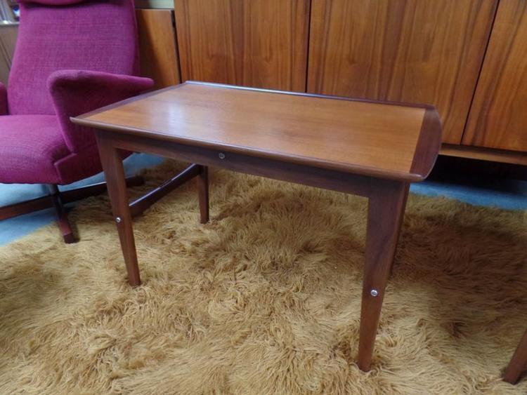 Danish Modern teak tray top side table that converts to a reading stand / TV tray