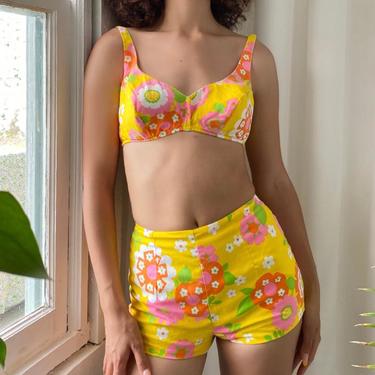 60s Bright Floral Bikini