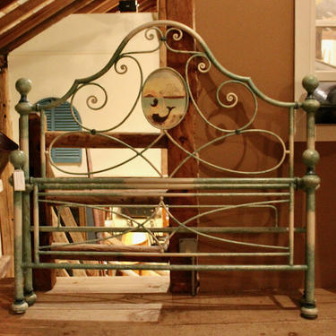 Iron Bed w/ Mermaid Paint Decoration. Queen Size