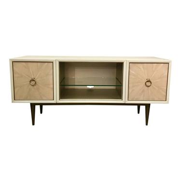 Modern Caracole White and Beige Media Console Table