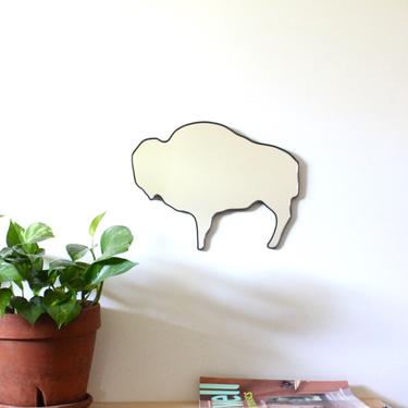 Buffalo Mirror Bison Wall Mirror Wall Art Cabin Hunting Lodge Decor South West Western by fluxglass