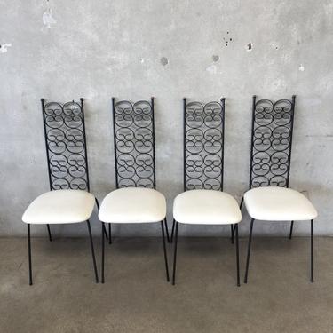 Set of Four Arthur Umanoff Black Iron Chairs