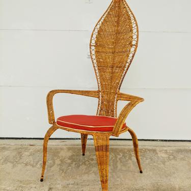 Danny Ho Fong and Miller Fong High Back Wicker Accent Chair for Tropi-Cal 