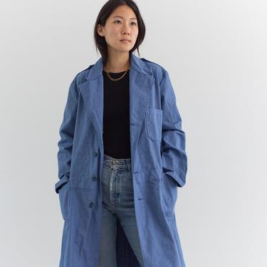 Vintage Blue Artist Shop Coat | Overdye Cotton Blend Rinsed Chore Trench Jacket | S M | 