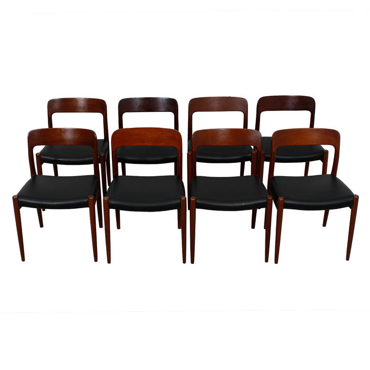 Set of 8 Niels O. Mller #75 Teak Dining Chairs w/ New Upholstery