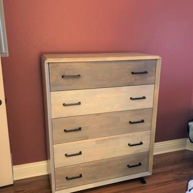 Solid rustic Dresser - 3 or 5 Drawer Cabinet / Rustic Vertical Dresser / Solid Wood Top / Bedroom Furniture / Metal Dresser 