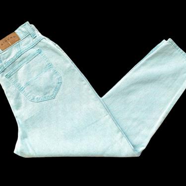 Vintage 1990s Women's RIDERS High Waist Jeans ~ measure 31.5 x 29 ~ Overdyed Light Blue ~ Relaxed Fit ~ Mom Jeans ~ 31 32 Waist 