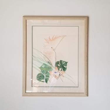 Tropical Botanical Cut Paper Collage by Janis Rankio, Framed. 
