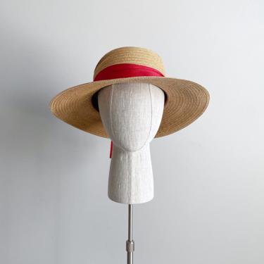 Vintage 40s Italian Wide Brim Straw Hat 