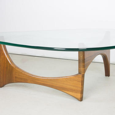 Organic Walnut and Glass Coffee Table by Adrian Pearsall
