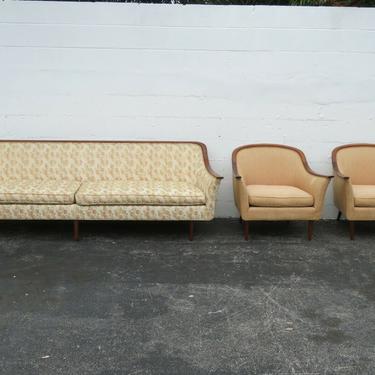 Mid Century Modern Set of Sofa Couch and Pair of Chairs 2328