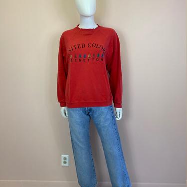 Vtg 1980s red united colors of benetton sweatshirt 