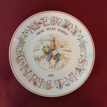 Vintage Beatrix Potter Nursery Ware 1993 Peter Rabbit Christmas Plate By Wedgwood 