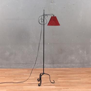 Curled Iron Floor Lamp with Beaded Shade