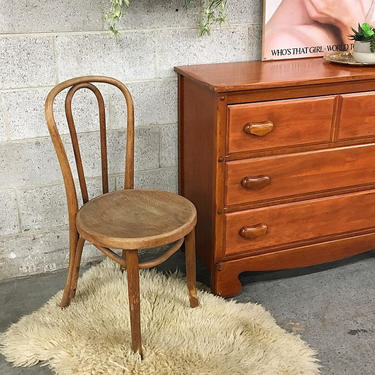 LOCAL PICKUP ONLY Vintage Bentwood Chair Retro 1960s Brown Wood Dining Chair with Curved Bar Back + Rounded Seat for Kitchen or Dining Room 