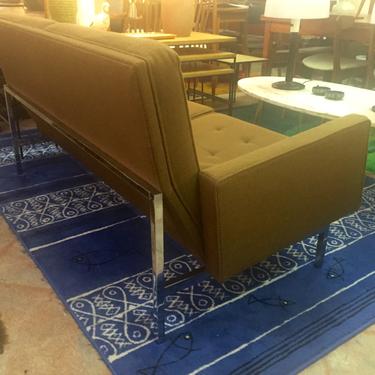 Labeled Florence Knoll International Parallel Bar Settee/Sofa/Loveseat