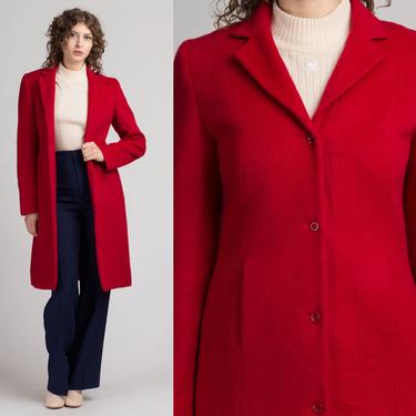 Vintage Red The Limited Coat - Small | 80s Button Up Wool Mohair Long Jacket 