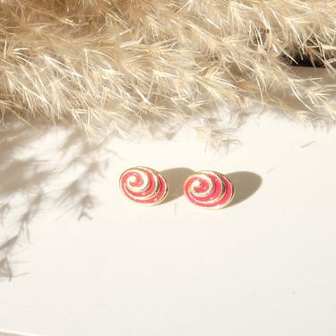 Vintage Goldtone Red Enamel Swirl Studs | THE COLORS COLLECTION 