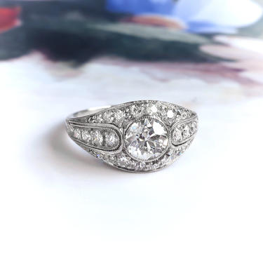 Art Deco 25 Diamond Engagement or Anniversary Ring in Platinum 