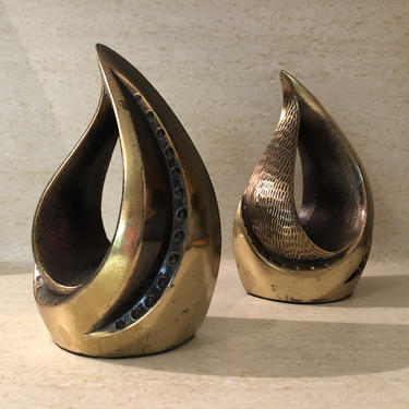Ben Seibel Flame Brass Bookends for Jen-Fredware 