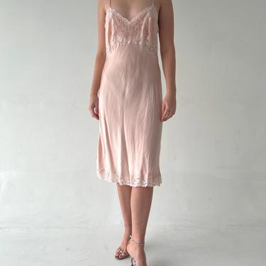 1930's Pink Silk Slip with Embroidery