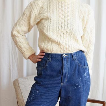 1980s Cable Knit Wool Sweater | Vintage Pullover | Fisherman's Sweater | Aran Sweater 