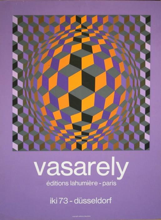 FRENCH silkscreen Victor VASARELY Poster Midcentury galerie Lahumiere