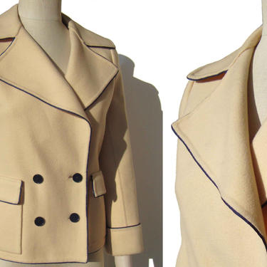 Vintage Tiziani Jacket Karl Lagerfeld Cream Wool Felt Coat M 