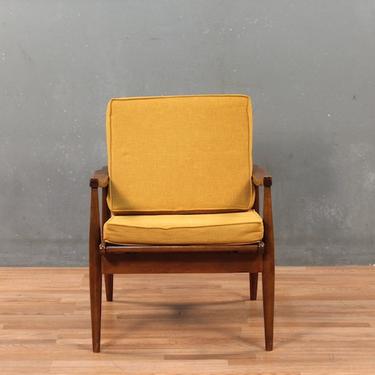 Mid Century Walnut &amp; Marigold Lounge Chair – ONLINE ONLY