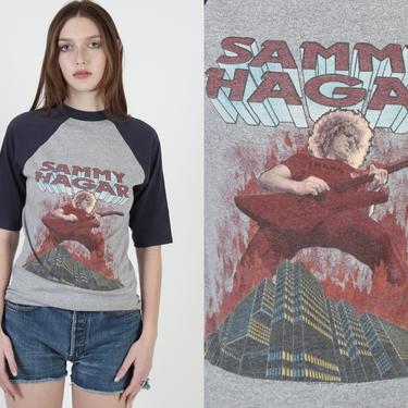 Sammy Hagar T Shirt / Burning Across States Tour T Shirt / Van Halen Heather Grey Raglan Tee / Mens Womens Concert Jersey T Shirt 
