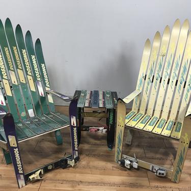 Mid Century Set of Two Ski Chairs and Table.