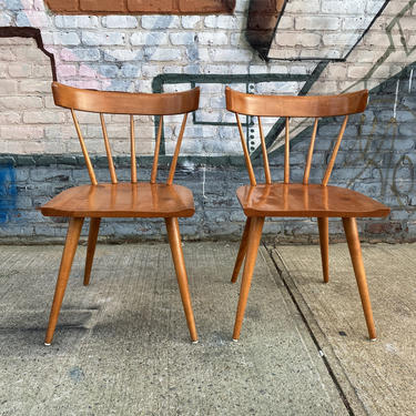 Pair Vintage mid century American Paul Mccobb Planner group dining side chairs original condition spindle back 
