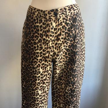 Vintage 80’s 90’s HIGH WAISTED Leopard Pants / Straight Leg + No Pockets / M 