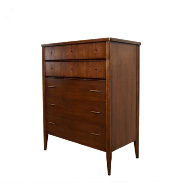 Broyhill Saga Walnut Tall Chest Dresser Mid Century Modern 