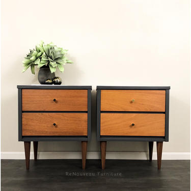 Mid Century Modern Nightstand Set, End or Accent Tables 