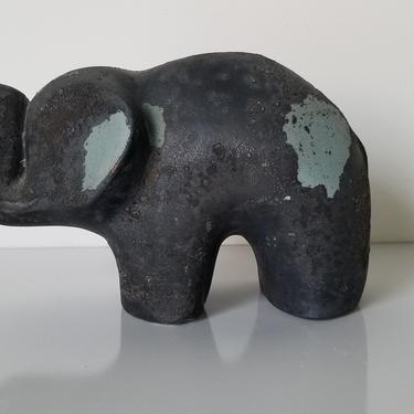 1980s Tony Evans Art Raku Elephant Sculpture . 