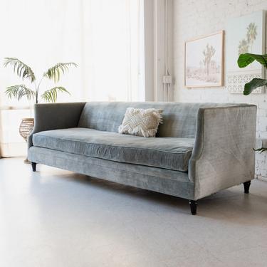 Vintage Dusty Blue Velvet Sofa