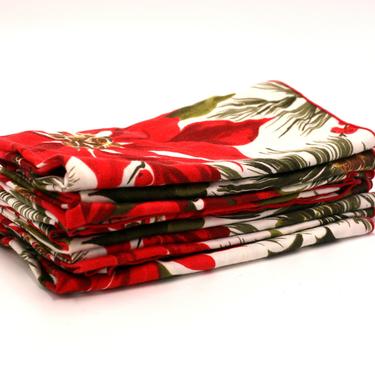 vintage Poinsettia Christmas napkins/set of eight cloth napkins 