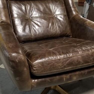 Restoration Hardware Motorcity Leather Swivel Chair 