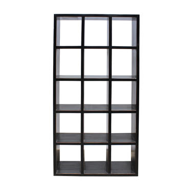 Distressed Black Lacquer Open Shelf Bookcase Display Cabinet cs5709E 