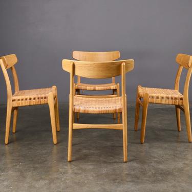 6 Hans Wegner CH23 Dining Chairs Oak and Cane Mid Century Danish Modern 